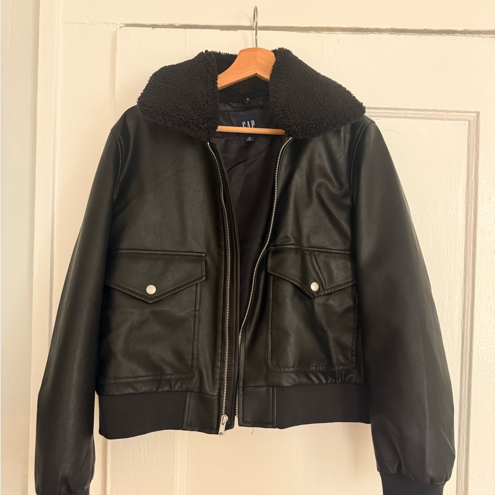 Vegan Leather Bomber Jacket